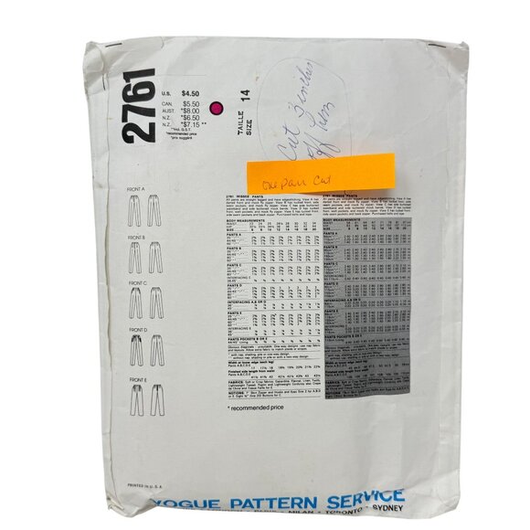 Lot 5 Vtg Vogue Patterns Sizes 12-14-16 Pants Dresses Jackets Wardrobe New Uncut - Picture 3 of 11